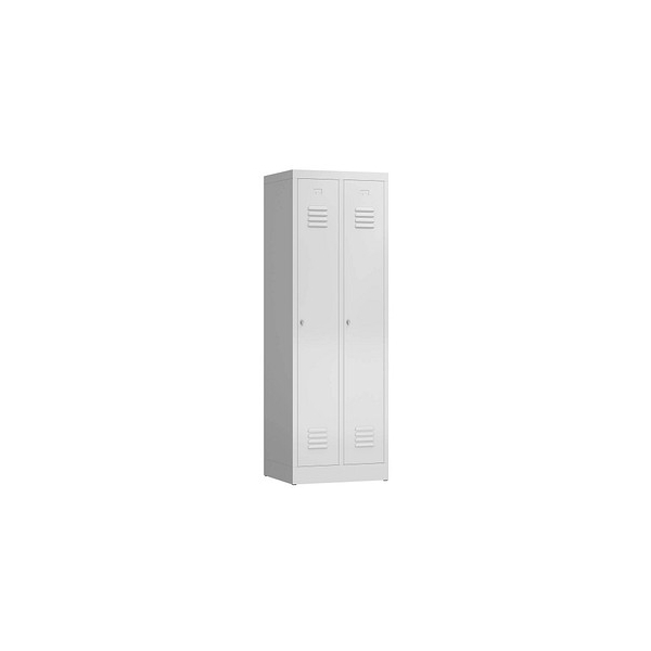 4061815542754 - - Spind Stahl Kleiderschrank Garderobenschrank 2 Abteile 1800 x 600 x 500 mm lichtgrau 510120X - grau