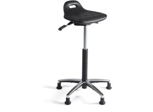 4061815548671 - Lüllmann - Ergonomische Stehhilfe Stehsitz 640-900 mm PU-Sitz Alu Fußkreuz 219028 - Schwarz