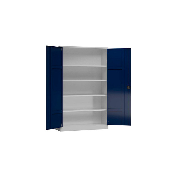 4061815548930 - Stahlschrank ClassiXL X-530371 enzianblau lichtgrau 1200 x 420 x 1945 cm aufgebaut 4061815548930 LÜLLMANN