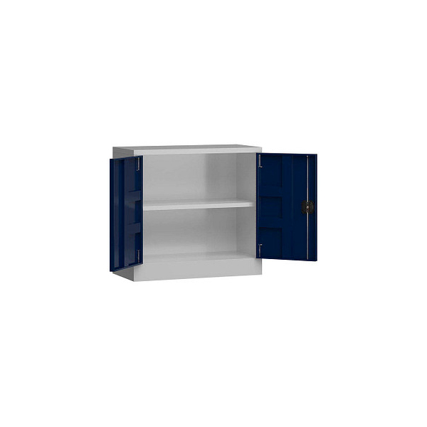 4061815550346 - Stahlschrank ClassiX X-530301 enzianblau lichtgrau 800 x 380 x 750 cm aufgebaut  4061815550346 LÜLLMANN