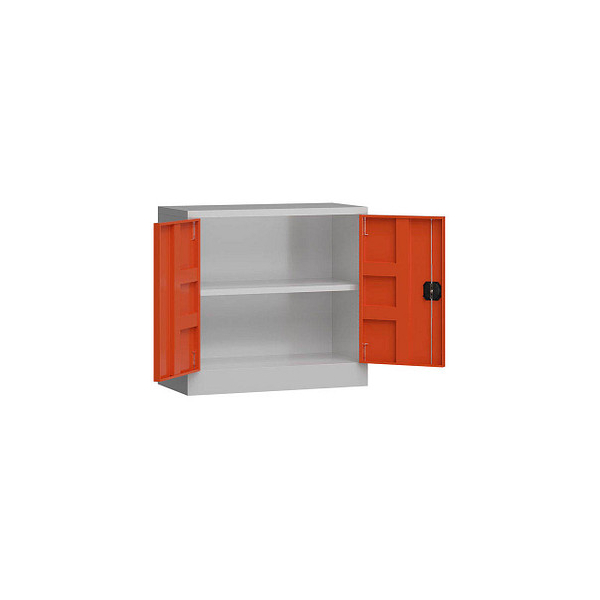 4061815550353 - Stahlschrank ClassiX X-530304 feuerrot lichtgrau 800 x 380 x 750 cm aufgebaut  4061815550353 LÜLLMANN