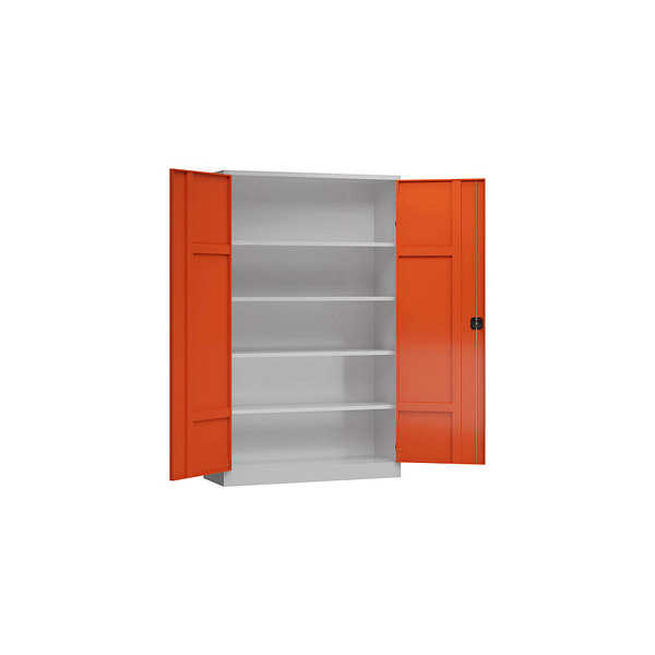 4061815563872 - Stahlschrank ClassiXXL X-530384 feuerrot lichtgrau 1200 x 600 x 1945 cm aufgebaut  4061815563872 LÜLLMANN