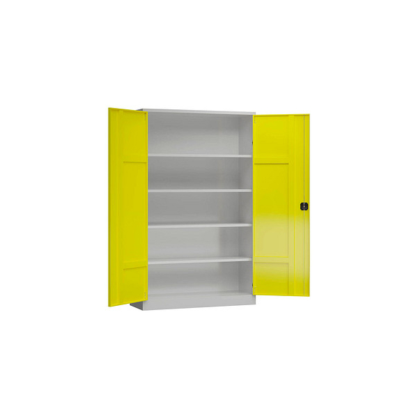 4061815565111 - Stahlschrank ClassiXXL X-530386 zinkgelb lichtgrau 1200 x 600 x 1945 cm aufgebaut  4061815565111 LÜLLMANN