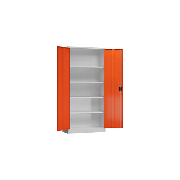 4061815593701 - Stahlschrank ClassiX X-530354 feuerrot lichtgrau 920 x 500 x 1945 cm aufgebaut  4061815593701 LÜLLMANN