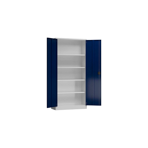 4061815595378 - Stahlschrank ClassiX X-530351 enzianblau lichtgrau 920 x 500 x 1945 cm aufgebaut  4061815595378 LÜLLMANN