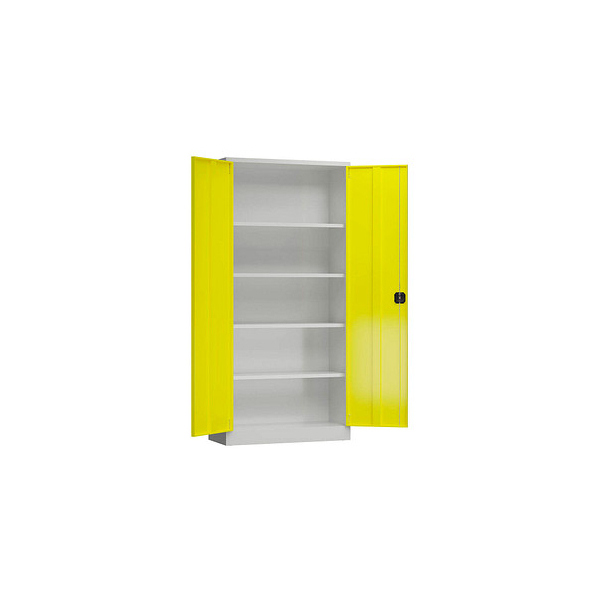 4061815602366 - Stahlschrank ClassiX X-530356 zinkgelb lichtgrau 920 x 500 x 1945 cm aufgebaut  4061815602366 LÜLLMANN