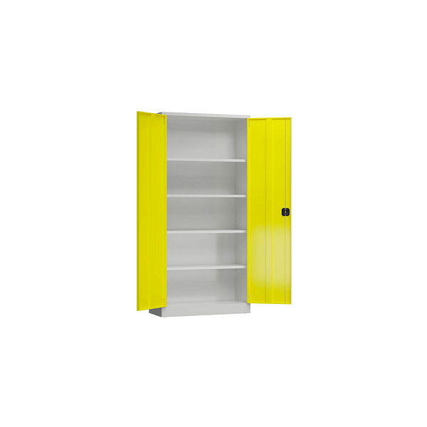 4061815604490 - Stahlschrank ClassiX X-530366 zinkgelb lichtgrau 920 x 600 x 1945 cm aufgebaut  4061815604490 LÜLLMANN