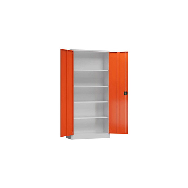 4061815604926 - Stahlschrank ClassiX X-530364 feuerrot lichtgrau 920 x 600 x 1945 cm aufgebaut  4061815604926 LÜLLMANN