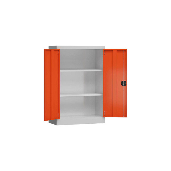 4061815855144 - Stahlschrank ClassiX X-530294 feuerrot lichtgrau 800 x 380 x 1200 cm aufgebaut  4061815855144 LÜLLMANN