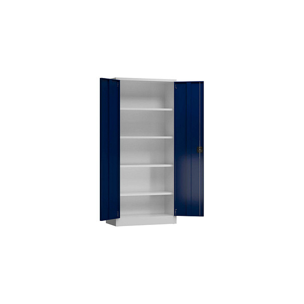 4061815855205 - Stahlschrank ClassiX X-530331 enzianblau lichtgrau 800 x 380 x 1800 cm aufgebaut  4061815855205 LÜLLMANN