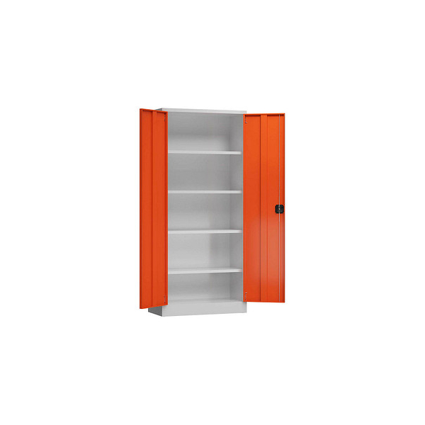 4061815855229 - Stahlschrank ClassiX X-530334 feuerrot lichtgrau 800 x 380 x 1800 cm aufgebaut  4061815855229 LÜLLMANN