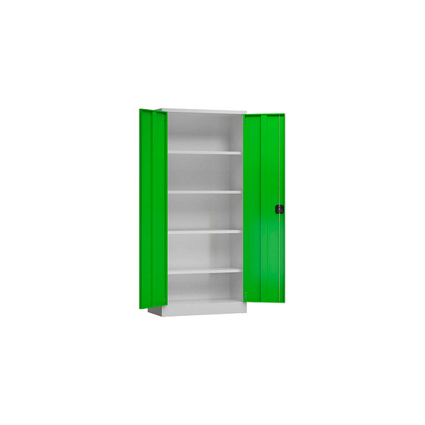 4061815855236 - Stahlschrank ClassiX X-530335 lichtgrau gelbgrün 800 x 380 x 1800 cm aufgebaut  4061815855236 LÜLLMANN