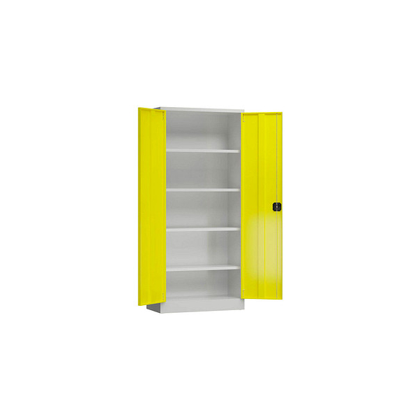 4061815855243 - Stahlschrank ClassiX X-530336 zinkgelb lichtgrau 800 x 380 x 1800 cm aufgebaut  4061815855243 LÜLLMANN