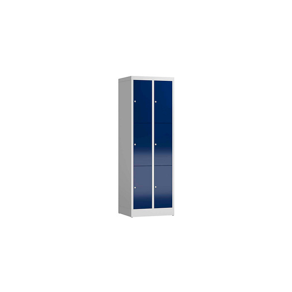 4061815856738 - Schließfachschrank ClassiX enzianblau lichtgrau X-520321 6 Schließfächer 590 x 500 x 1800 cm 4061815856738 LÜLLMANN