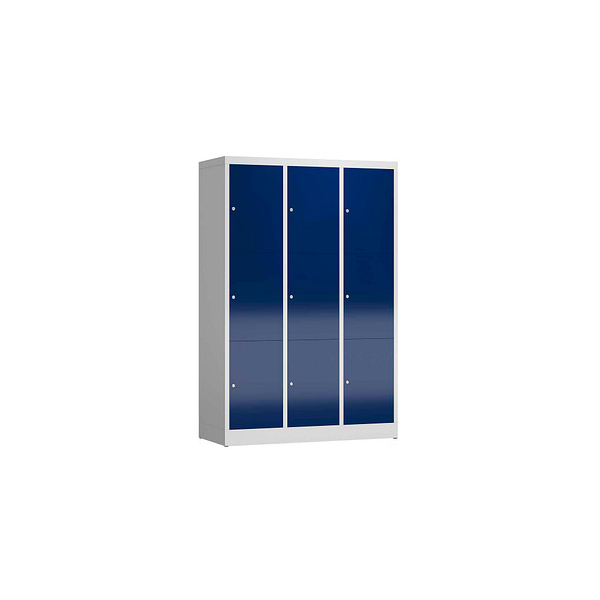 4061815857872 - Schließfachschrank ClassiX enzianblau lichtgrau X-523331 9 Schließfächer 1185 x 500 x 1800 cm 4061815857872 LÜLLMANN