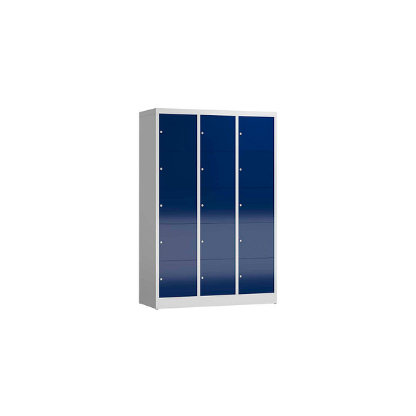 4061815858268 - Schließfachschrank ClassiX enzianblau lichtgrau X-523531 15 Schließfächer 1185 x 500 x 1800 cm 4061815858268 LÜLLMANN