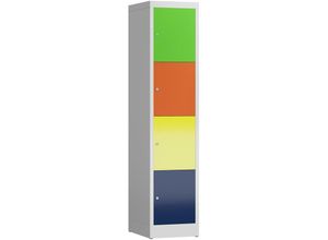 4061815997578 - - Schließfachschrank Fächerschrank 4 Fächer 1800x400x500 mm Spind lichtgrau bunt - bunt