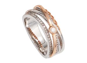 4061861017930 - Diamantring JOBO Fingerringe Gr 60 SI = kleine Einschlüsse Roségold 585-Weißgold 585-Diamanten rosegold (roségold 585) Damen Diamantringe breit 585 Gold bicolor mit 48 Diamanten