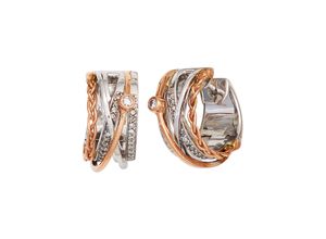 4061861017947 - Paar Creolen JOBO Ohrringe Gr SI = kleine Einschlüsse Roségold 585-Weißgold 585-Diamanten rosegold (roségold 585) Damen Creolen rund 585 Gold bicolor mit 52 Diamanten