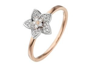 4061861019118 - Diamantring JOBO Blume Fingerringe Gr 50 SI = kleine Einschlüsse Roségold 585-Weißgold 585-Diamanten rosegold (roségold 585) Damen Diamantringe 585 Gold bicolor mit 30 Diamanten