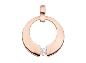 4061861021050 - Runder Anhänger JOBO Schmuckanhänger Gr SI = kleine Einschlüsse Roségold 585-Diamanten rosegold (roségold 585) Damen Anhänger rund 585 Roségold mit 1 Diamant