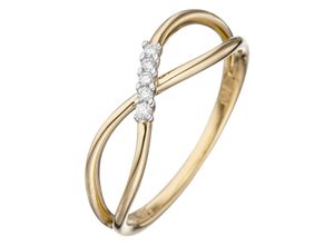 4061861021784 - Diamantring JOBO Fingerringe Gr 50 SI = kleine Einschlüsse Gelbgold 585-Diamanten gelb (gelbgold 585) Damen Diamantringe 585 Gold mit 5 Diamanten