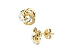 4061861021937 - Paar Ohrstecker JOBO Ohrringe Gr Gelbgold 585-Diamanten gelb (gelbgold 585) Damen Knoten 585 Gold bicolor mit 2 Diamanten