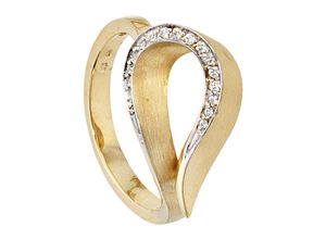 4061861022385 - Diamantring JOBO Fingerringe Gr 58 SI = kleine Einschlüsse Gelbgold 585-Diamanten gelb (gelbgold 585) Damen Diamantringe 585 Gold bicolor mit 16 Diamanten