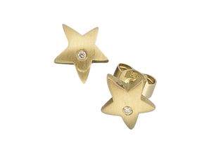 4061861022422 - Paar Ohrstecker JOBO Sterne Ohrringe Gr SI = kleine Einschlüsse Gelbgold 585-Diamanten gelb (gelbgold 585) Damen Ohrstecker 585 Gold mit 2 Diamanten