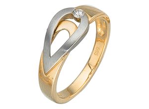 4061861023597 - Diamantring JOBO Fingerringe Gr 56 P1 = bei 10-facher Vergrößerung erkennbare Einschlüsse Gelbgold 585-Weißgold 585-Diamanten gelb (gelbgold 585) Damen Diamantringe 585 Gold bicolor mit Diamant