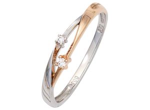 4061861023696 - Diamantring JOBO Fingerringe Gr 56 SI = kleine Einschlüsse Roségold 585-Weißgold 585-Diamanten rosegold (roségold 585) Damen Diamantringe 585 Gold bicolor mit 2 Diamanten