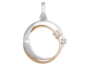 4061861023726 - Ketten-Anhänger JOBO Anhänger mit 2 Diamanten Schmuckanhänger Gr SI = kleine Einschlüsse Roségold 585-Weißgold 585-Diamanten rosegold (roségold 585) Damen Anhänger 585 Gold bicolor