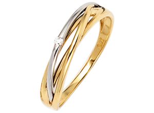 4061861024976 - Solitärring JOBO Fingerringe Gr 52 SI = kleine Einschlüsse Gelbgold 585-Weißgold 585-Diamanten gelb (gelbgold 585) Damen 585 Gold bicolor mit Diamant 002 ct