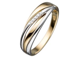 4061861025140 - Diamantring JOBO Fingerringe Gr 50 SI = kleine Einschlüsse Gelbgold 585-Weißgold 585-Diamanten gelb (gelbgold 585) Damen Diamantringe 585 Gold bicolor mit 5 Diamanten