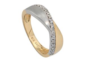 4061861025348 - Diamantring JOBO Fingerringe Gr 54 SI = kleine Einschlüsse Gelbgold 585-Weißgold 585-Diamanten gelb (gelbgold 585) Damen Diamantringe 585 Gold bicolor mit 16 Diamanten