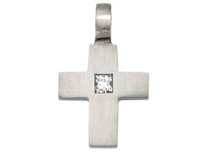 4061861025935 - Kreuz-Anhänger JOBO Anhänger Kreuz Schmuckanhänger Gr SI = kleine Einschlüsse Platin 950-Diamanten grau (platin 950) Damen 950 Platin mit 1 Diamant