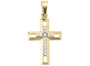 4061861027380 - Kreuz-Anhänger JOBO Anhänger Kreuz Schmuckanhänger Gr Gelbgold 333 goldfarben (gelbgold 333) Damen Anhänger 333 Gold mit Zirkonia