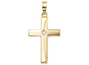 4061861027427 - Kreuz-Anhänger JOBO Anhänger Kreuz Schmuckanhänger Gr Gelbgold 333 goldfarben (gelbgold 333) Damen Anhänger 333 Gold mit Zirkonia