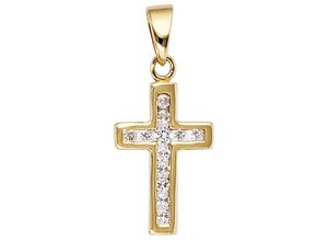 4061861027458 - Kreuz-Anhänger JOBO Anhänger Kreuz Schmuckanhänger Gr Gelbgold 333 goldfarben (gelbgold 333) Damen Anhänger 333 Gold mit Zirkonia