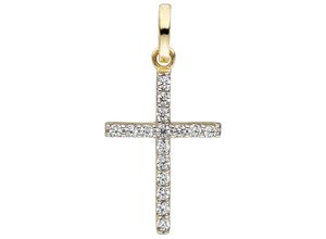 4061861027489 - Kreuz-Anhänger JOBO Anhänger Kreuz Schmuckanhänger Gr Gelbgold 375 gelb (gelbgold 375) Damen Anhänger 375 Gold mit Zirkonia