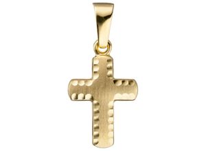 4061861027601 - Kreuz-Anhänger JOBO Anhänger Kreuz Schmuckanhänger Gr Gelbgold 585 gelb (gelbgold 585) Damen Anhänger 585 Gold diamantiert