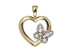 4061861027854 - Herz-Anhänger JOBO Anhänger Schmetterling Schmuckanhänger Gr Gelbgold 333 goldfarben (gelbgold 333) Damen Anhänger 333 Gold mit Zirkonia