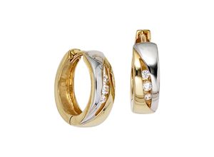 4061861028059 - Paar Creolen JOBO Ohrringe Gr Gelbgold 333 goldfarben (gelbgold 333) Damen Creolen rund 333 Gold bicolor mit Zirkonia