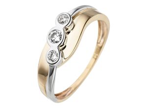 4061861029384 - Goldring JOBO Fingerringe Gr 50 Gelbgold 333-Weißgold 333 goldfarben (gelbgold 333) Damen Fingerringe 333 Gold bicolor mit Zirkonia