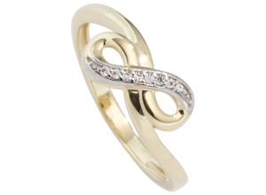 4061861029988 - Fingerring JOBO Unendlichkeit Fingerringe Gr 50 Gelbgold 333 goldfarben (gelbgold 333) Damen Fingerringe 333 Gold bicolor mit Zirkonia