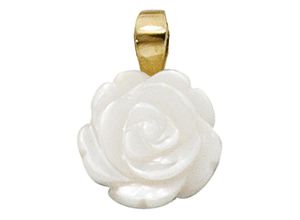 4061861032896 - Blumen-Anhänger JOBO Anhänger Rose Schmuckanhänger Gr Gelbgold 333 goldfarben (gelbgold 333) Damen Anhänger 333 Gold mit Perlmutt