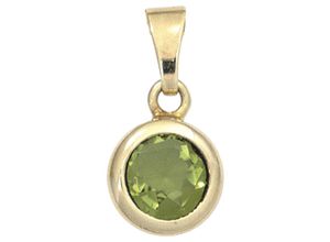 4061861033299 - Runder Anhänger JOBO Schmuckanhänger Gr Gelbgold 585 gelb (gelbgold 585) Damen Anhänger rund 585 Gold mit Peridot