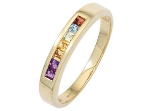 4061861034234 - Fingerring JOBO Fingerringe Gr 50 Gelbgold 585 gelb (gelbgold 585) Damen Fingerringe 585 Gold Amethyst Blautopas Citrin Granat Peridot