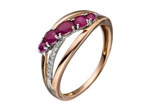 4061861037044 - Diamantring JOBO Fingerringe Gr 50 P1 = bei 10-facher Vergrößerung erkennbare Einschlüsse Roségold 585-Diamanten rosegold (roségold 585) Damen Diamantringe 585 Roségold mit Rubin und 16 Diamanten