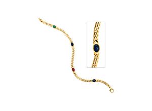 4061861039116 - Goldarmband JOBO Armbänder Gr Gelbgold 585 gelb (gelbgold 585) Damen 585 Gold massiv mit Rubin Safir Smaragd 19 cm